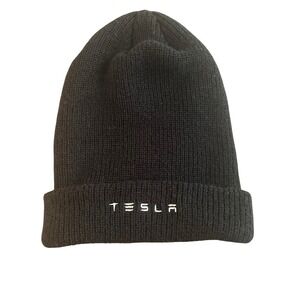 Tesla Black Beanie Hat Adult Unisex One Size Acrylic